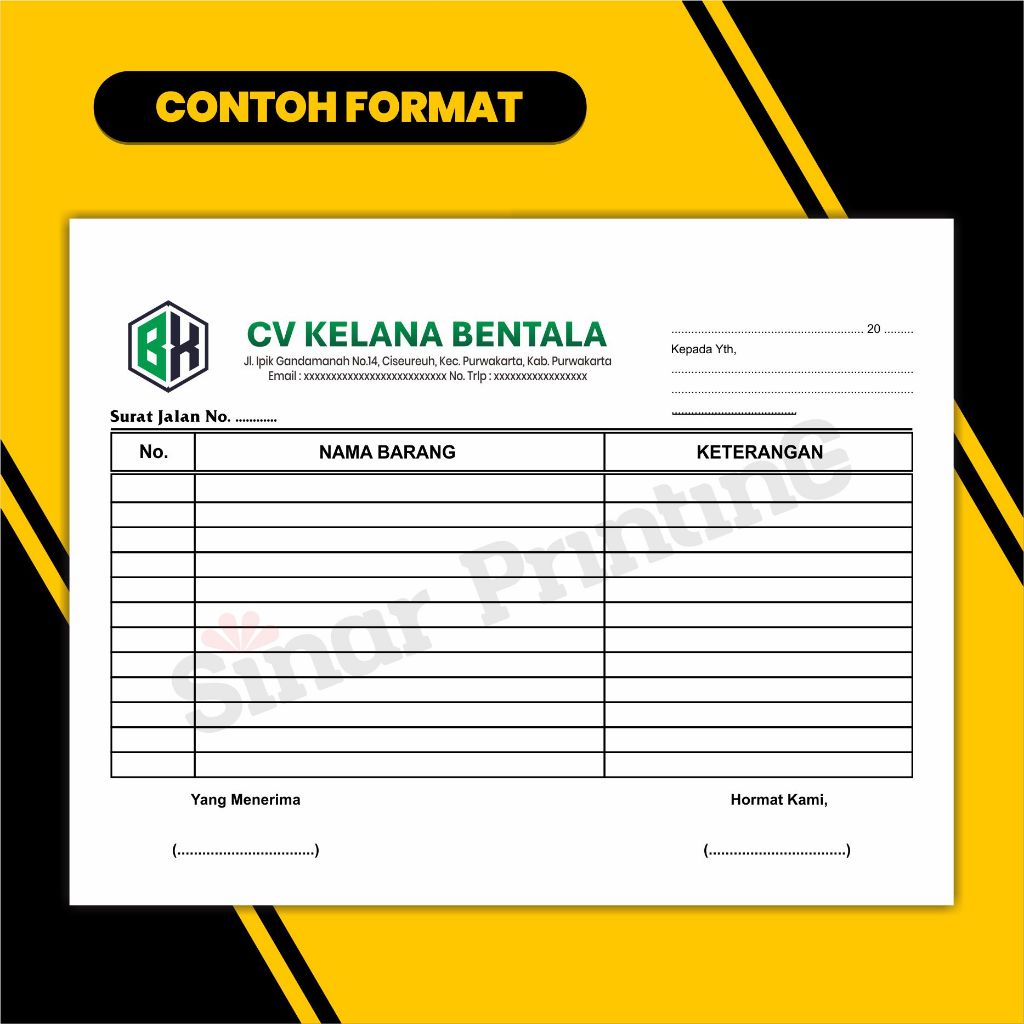 

Surat Jalan Custom 1 Ply 2 Ply 3 Ply Satuan 1/2 Folio Isi 100 Dan 150