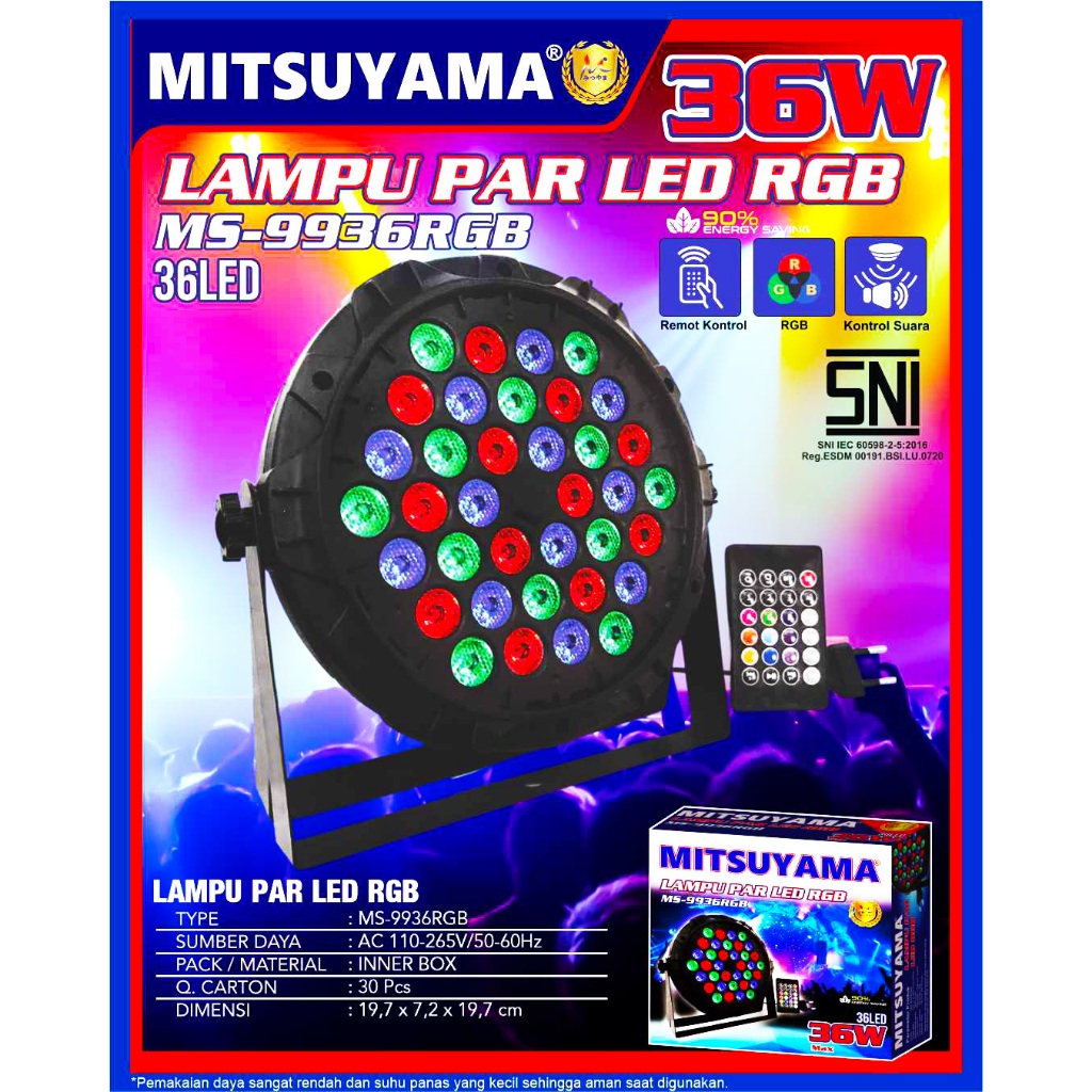 Lampu Par LED RGB Mitsuyama MS-9936RGB Lampu Disco 36 LED