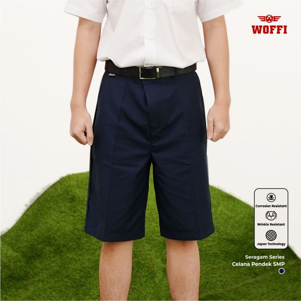 Seragam SMP Woffi Celana 3/4 Ban Biru