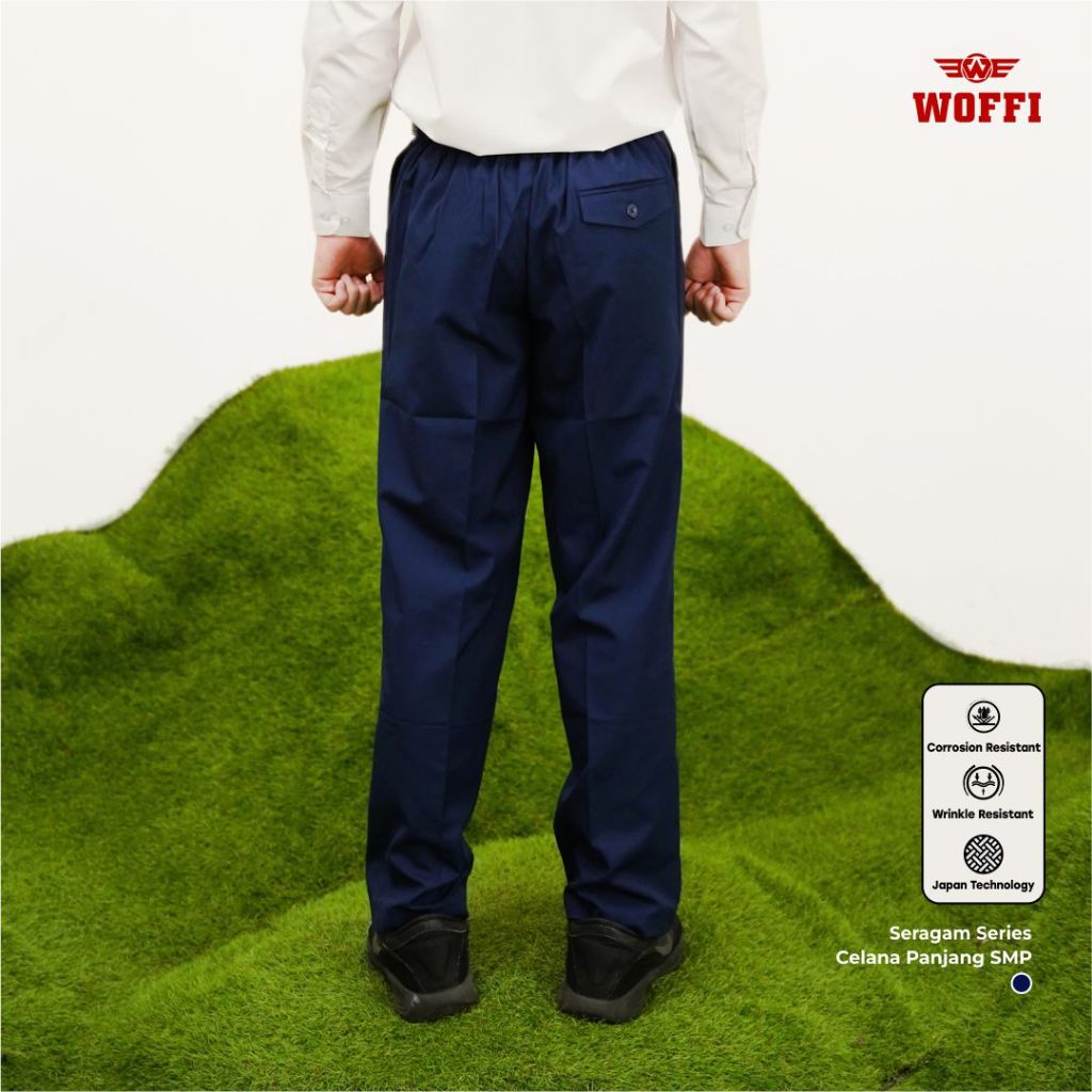 Viral  Seragam Smp Woffi Celana Panjang Karet Biru Celana Smp Celana Sekolah