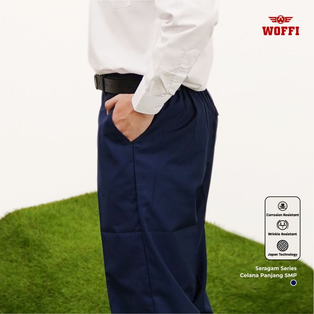 Promo Seragam Smp Woffi Celana Panjang Karet Biru Celana Smp Celana Sekolah