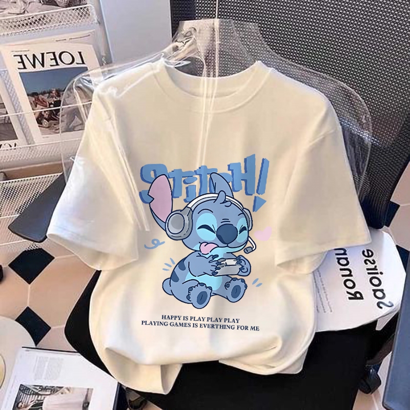 Promo  Laozy 2-12 Tahun Putih Baju Anak Perempuan Cewek 10 Tahun Baju Kaos Anak Cetak Stitch