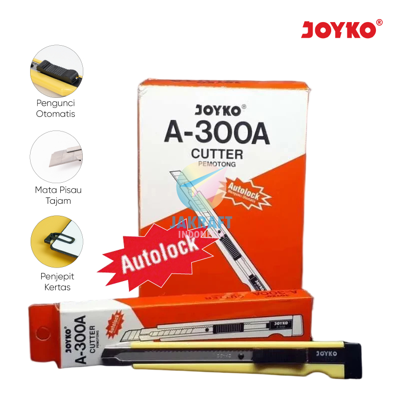 

(12 Pcs) GROSIR Cutter Kecil JOYKO A-300A Auto Lock Best Seller Refill Pisau A-100 Tajam Murah | PACK