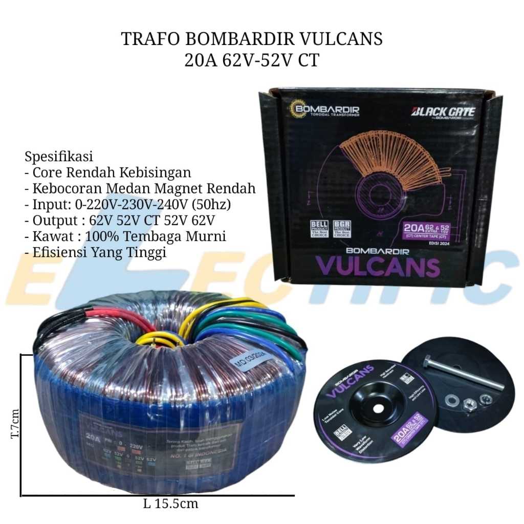 TRAFO DONAT 20A 62V & 52V CT VULCANS BOMBARDIR TRAVO TOROID VULCANS BOMBARDIR 20 AMPER CT 62V 52V BE