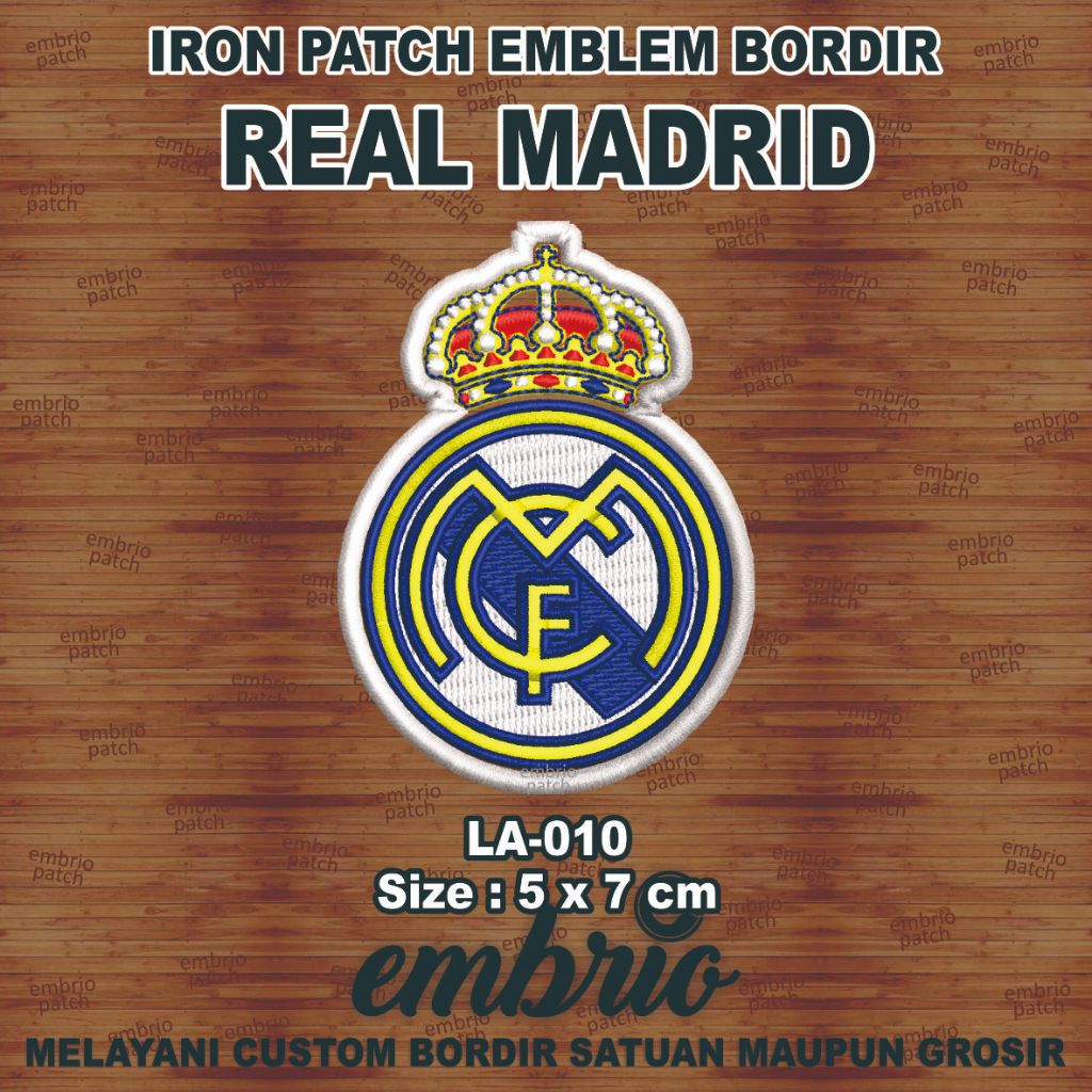 LA-010 Patch REAL MADRID emblem bordir logo jersey real madrid - 6x7cm - Embrio Patch Embroidery Emb