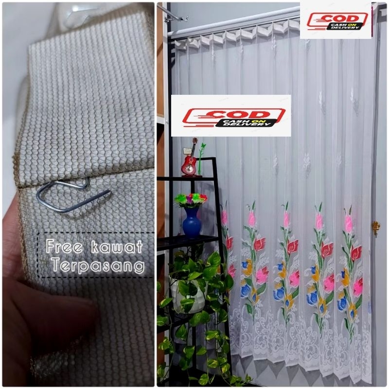 Gorden Vitrase Warna Bunga Tulip Puring Minimalis