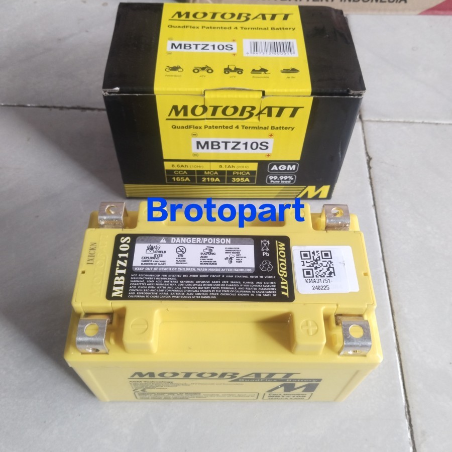 Aki Motor Kawasaki 690 ABS Vulcan 650 Ninja H2 ZX10R ACCU MOTOBATT MBTZ10S GEL Kering