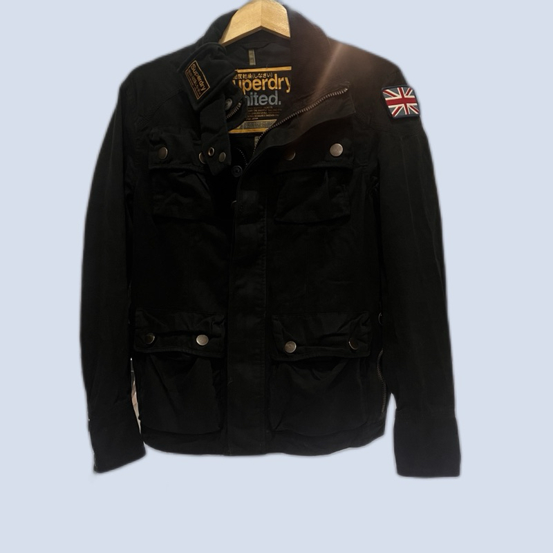 Superdry Limited Mens Black utility Multy Pocket jacket England Flag Size : S LD : 102 PB : 67 PL : 