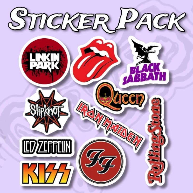 

Sticker Band Mix Vol 1 Pack Kiss Linkin Park Queen Led Rolling Stone Pack isi 10 pcs vinyl waterproof