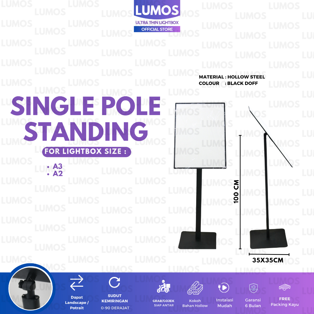 

Single Pole Standing Poster Ultra Thin Light Box LED Display LightboxTripod Monopod Slim