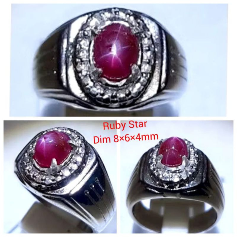 CINCIN BATU PERMATA MERAH RUBY STER NATURAL D 8