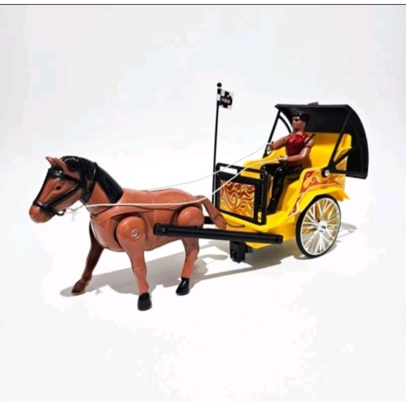 Mainan anak tradisional transportasi delman seperti asli ada musiknya dan nyala lampu murah