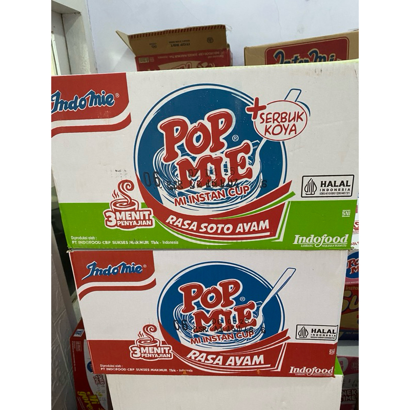 

Pop Mie Rasa Ayam dan Soto [1 Dus isi 24]