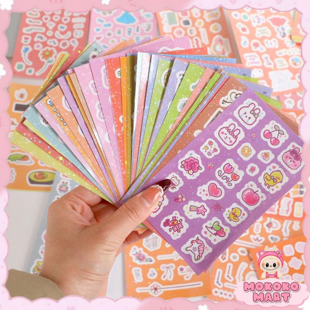 

MM 100 Lembar Stiker Dekor Pack DIY Photocard Sleeve Kpop Sticker Set Journaling Kartun Lucu