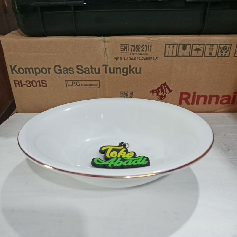 Mangkok Keramik Putih list emas indokeramik