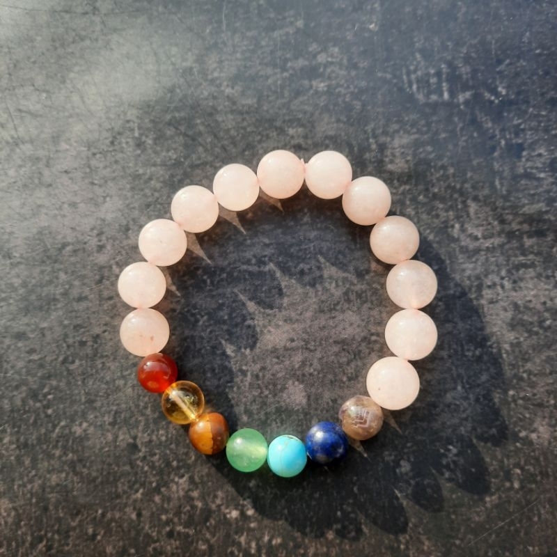 gelang rose quartz 7chakra/ 7chakra bracelet
