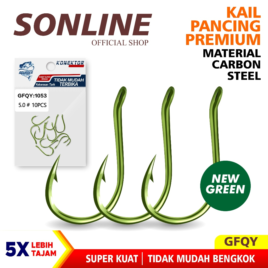 SONLINE - Kail GFQY  (KAIL TYPE KECIL) Hijau Pancing Type 1053 serial no 0.5 - 5.0 isi 10pcs High Ca