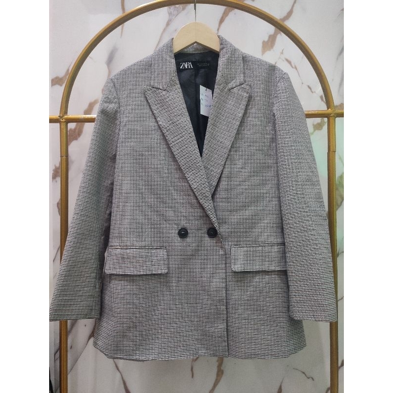 Blazer ZARA HS/Houndstooth Unisex Pria wanita Tartan Original tagwash complate LD102-104 Like New fr