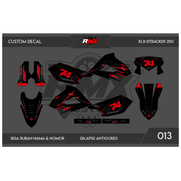 DECAL STICKER KLX 250 S (013) DEKAL STIKER DTRACKER 250 FULLBODY HITAM MERAH, KUNING, HIJAU, BIRU TU