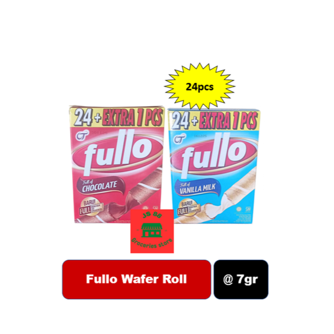 

Fullo Wafer Roll Chocolate & Vanilla Milk baru 7gr 24 pcs