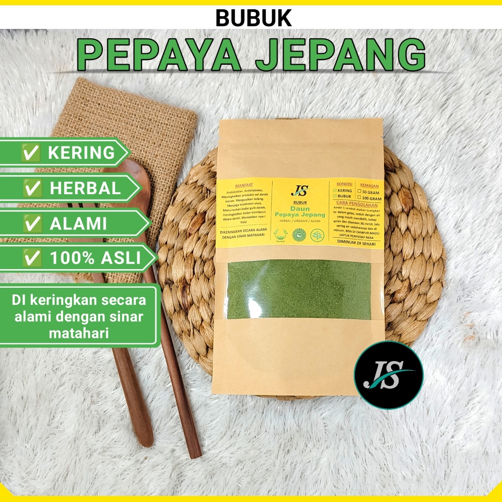 

Daun Pepaya Jepang Bubuk Kering / Serbuk Daun Pepaya Jepang