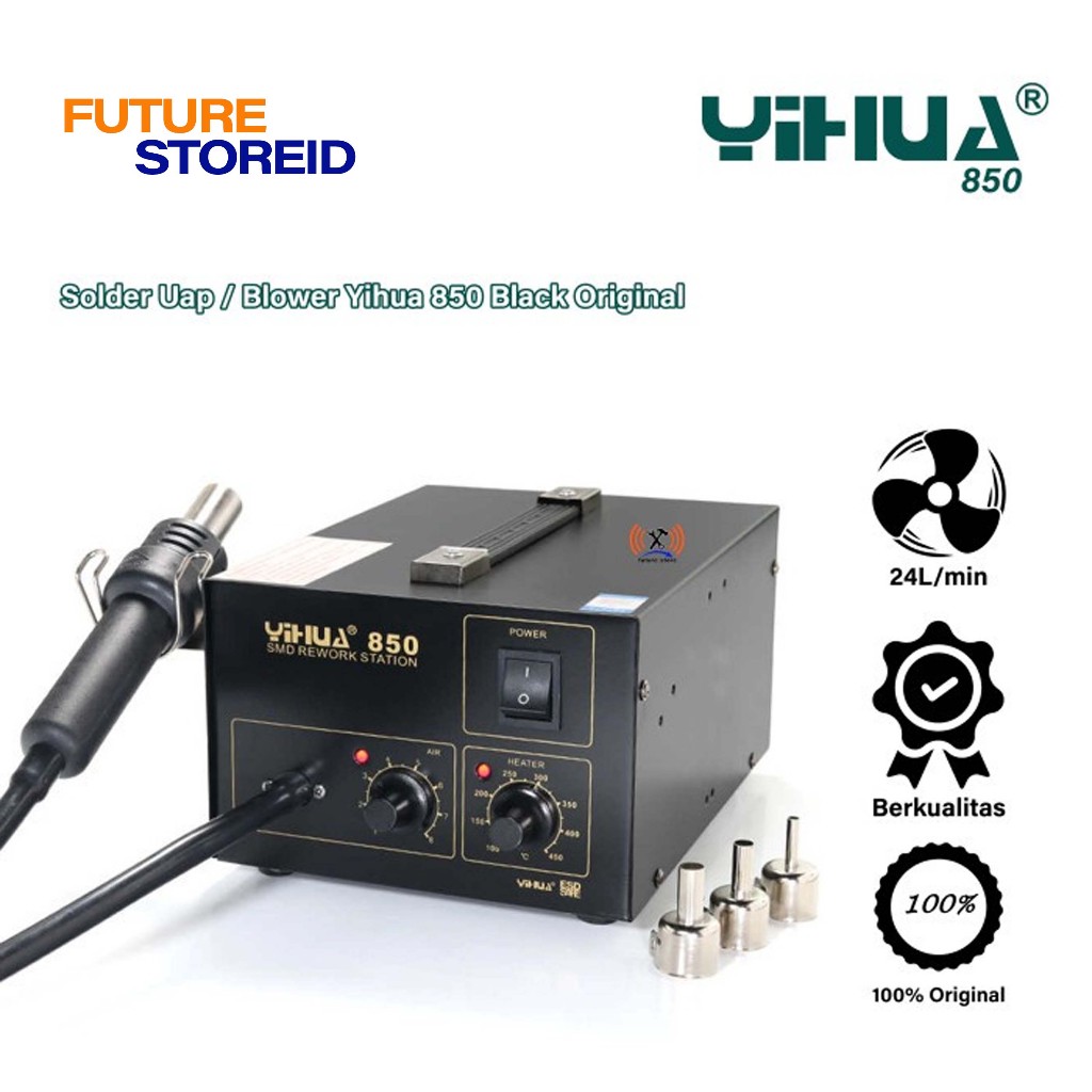 YIHUA 850 Black Blower Uap - Solder Uap - Solder Station - Rework Station SMD - Hot Air Original - B