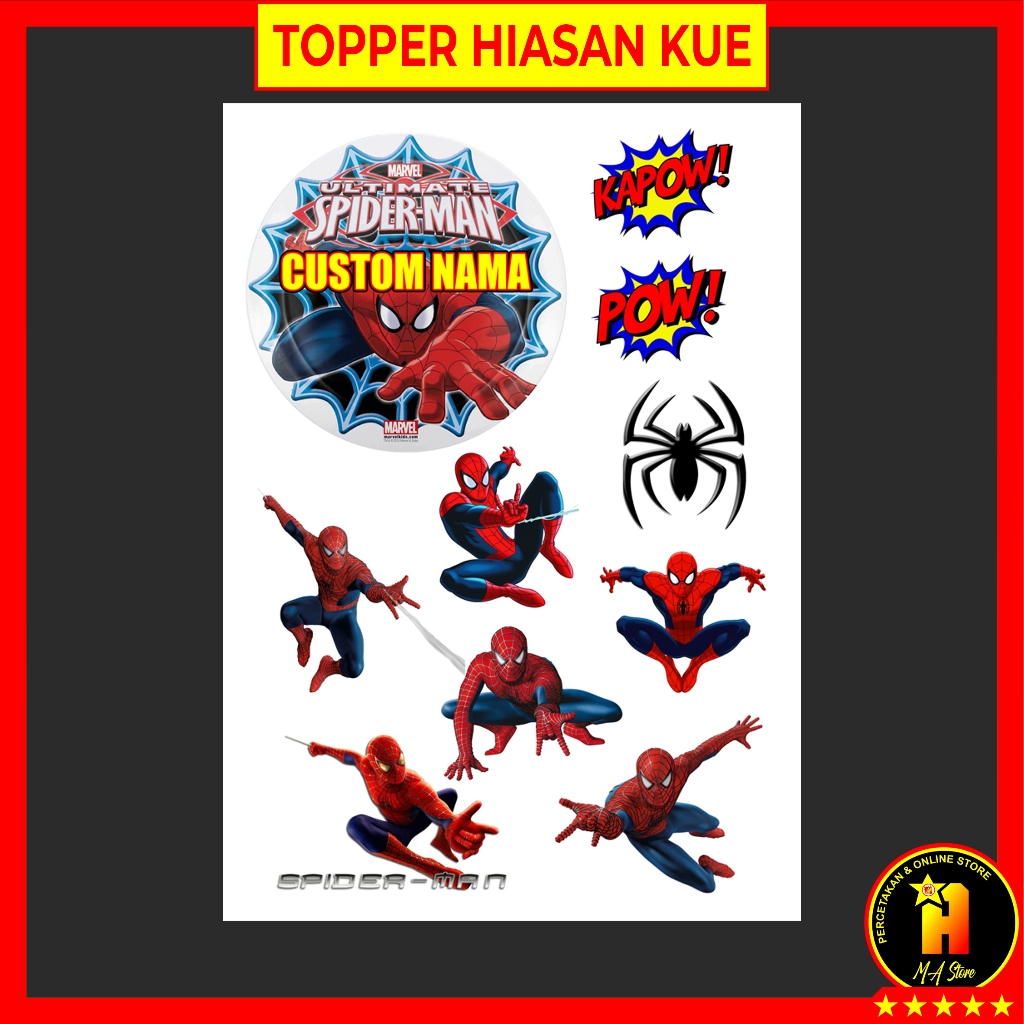 

Topper Karakter Spiderman Hiasan Kue Cake Ulang tahun MA Store Kode 3