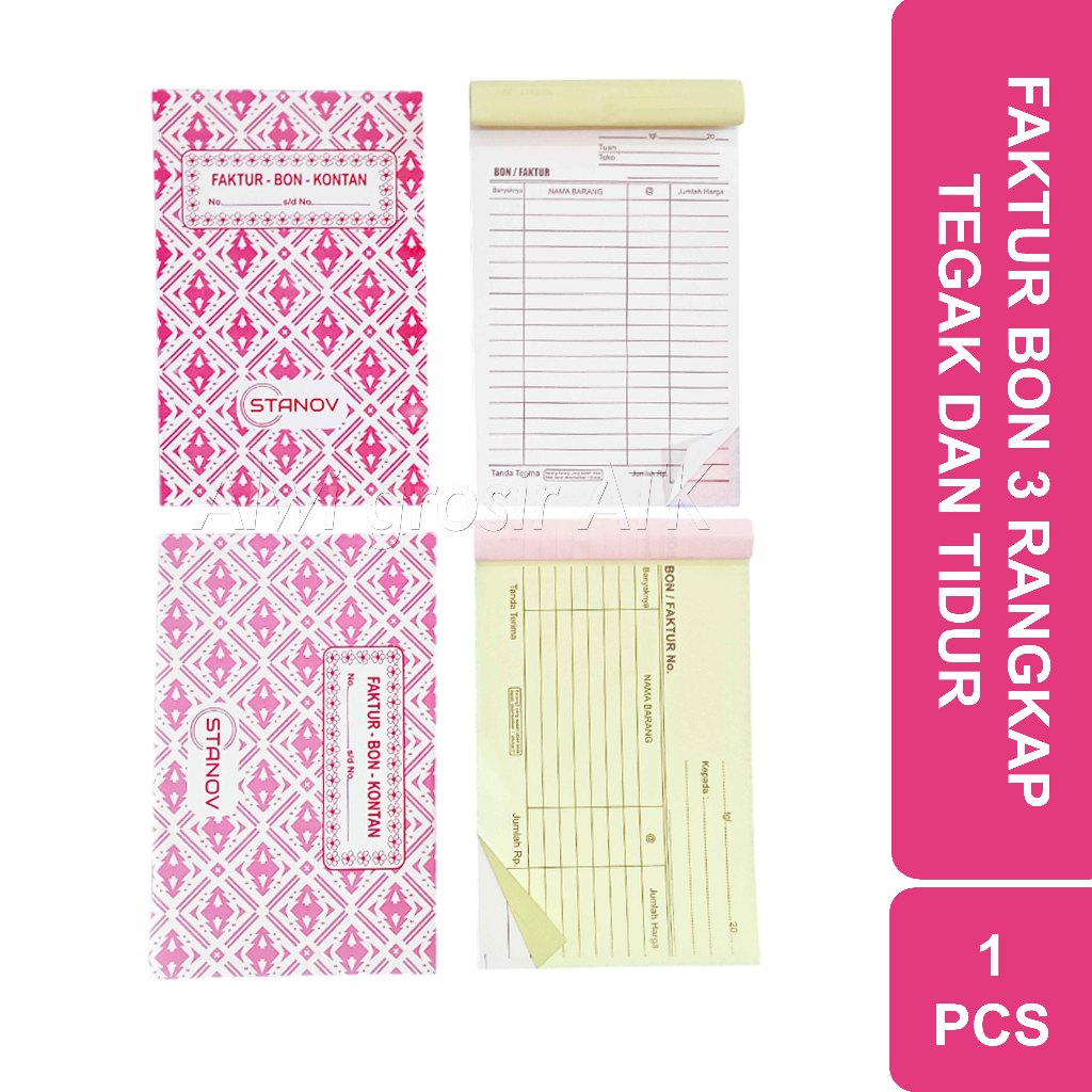 

Bon Faktur Kontan 3 Ply Stanov Kecil Tegak dan Tiduk | 1 Pcs