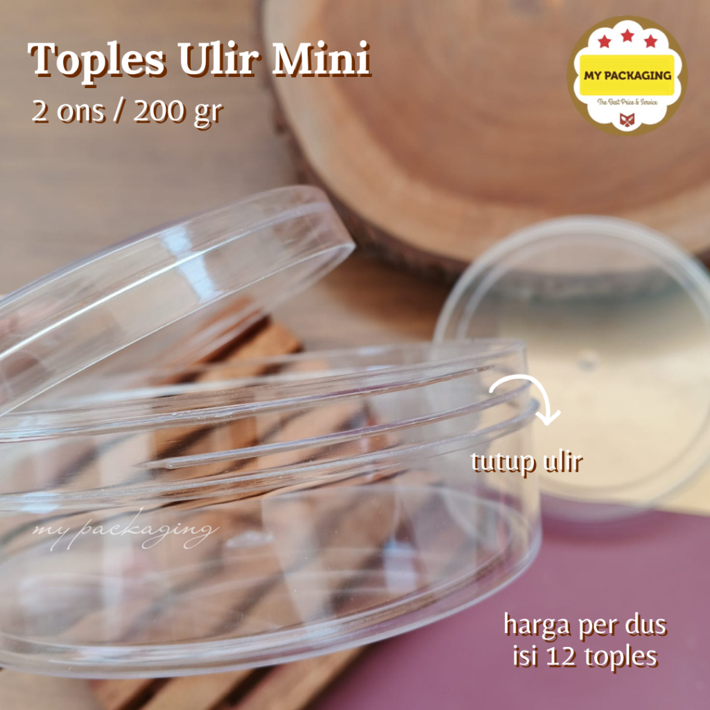 1 Dus Toples Tutup Ulir 1/4 MINI 2ons 200 gram bisa untuk wadah tempat Kue Abon Snack - isi 12 pcs