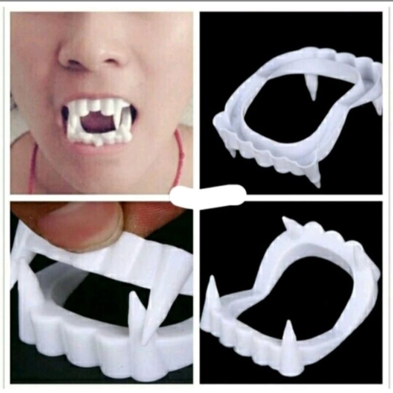 Mainan anak gigi drakula palsu bahan plastik elastis lucu murah harga satuan perpcs