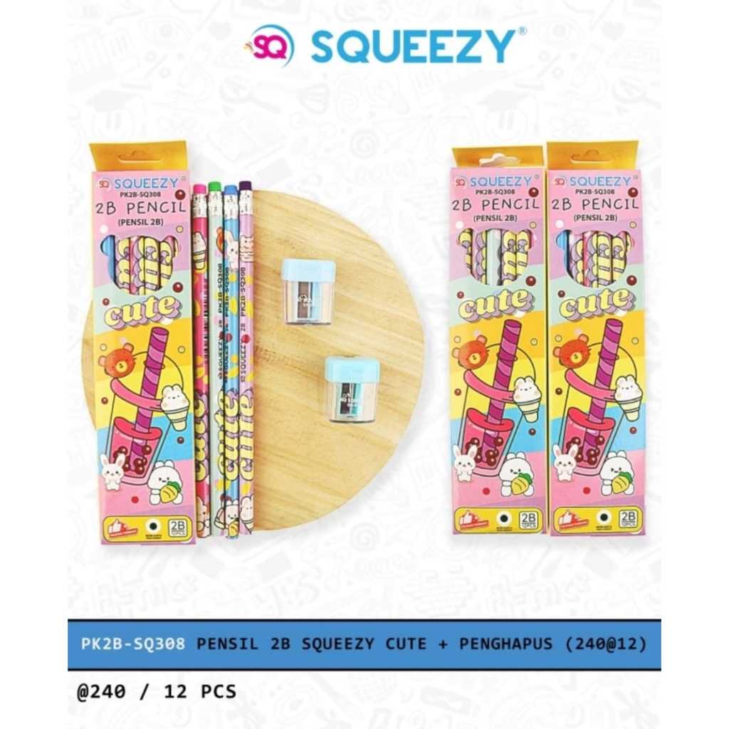 

PENSIL 2B + STIP PENGHAPUS FANCY MURAH LUCU PENSIL ANAK SQUEEZY