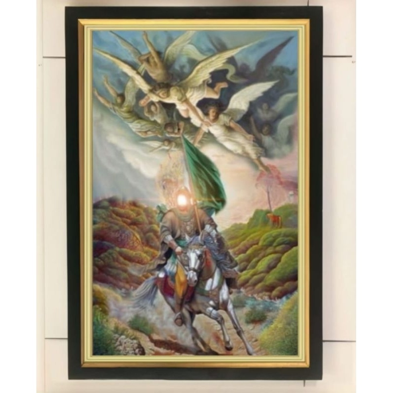 lukisan cetak digital printing sahabat nabi dan para malaikat plus FIGURA ukuran 65*45