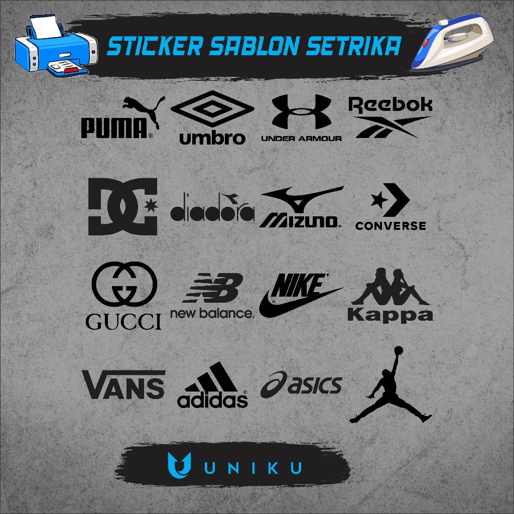Sablon Setrika Patch Emblem Logo DTF Patch Logo Emblem Logo Brand pakaian olahraga terkenal
