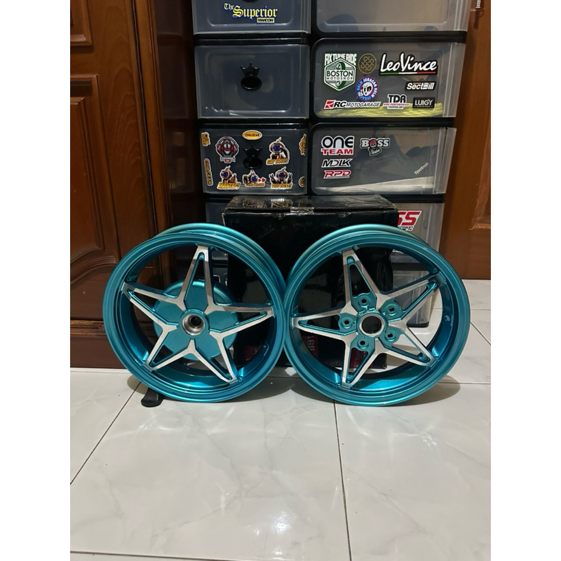 Velg Bintang Five Stars non brand Ice Blue Special Colour Vespa Sprint Primavera GTS LX S LXV, Velg 