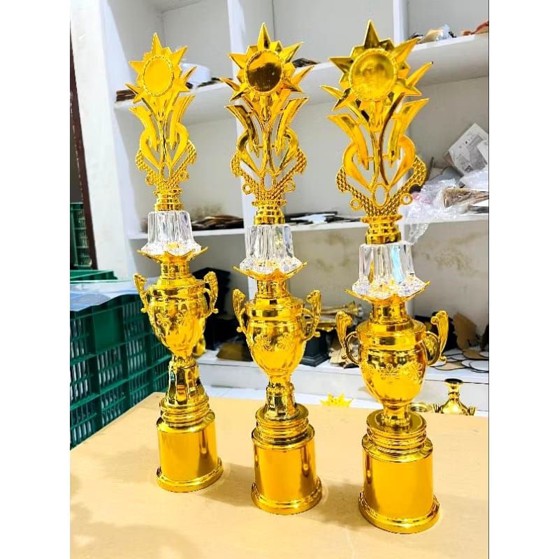 PIALA SATUAN JUARA 1-3 CUP GUCI BUNGA EMAS KACA TINGGI tinggi 48-55 cm