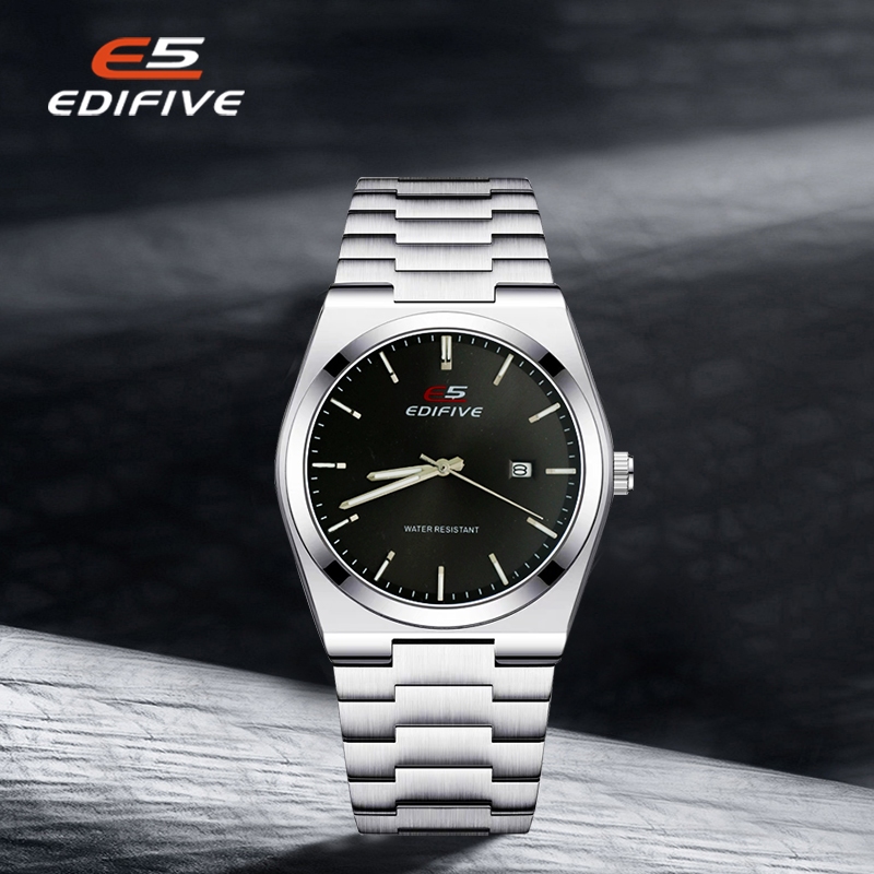 EDIFIVE Jam Tangan Pria Besi Rantai Analog Original  Free Box