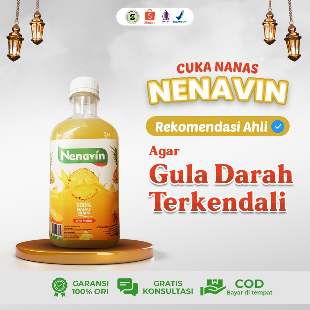 

Nenavin Cuka Nanas Solusi Aman Turunkan Gula Darah tinggi Diabetes, Kolesterol Asam Urat BPOM HALAL