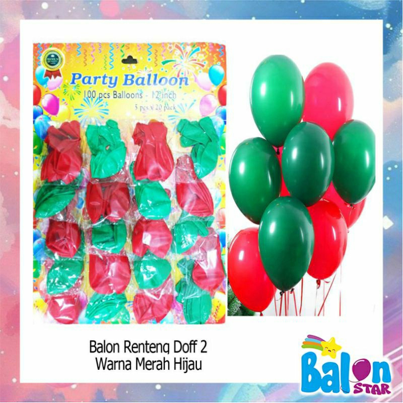 Murah (Isi 100pcs) Balon renteng MIX 3 Warna (2,8gr), balon metalik MIX warna, balon renteng solid