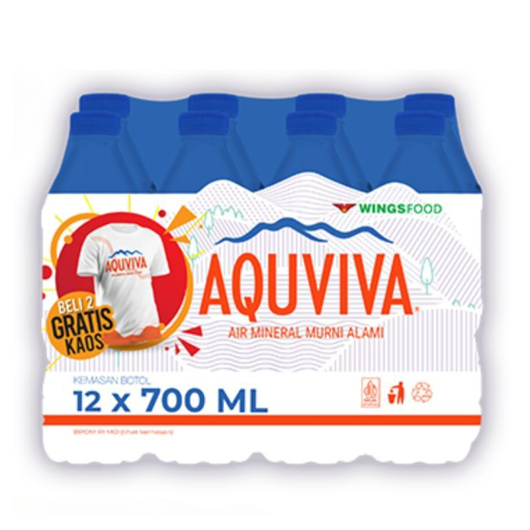 

Air Mineral AQUVIVA 700 ml / ball isi 12 botol / Beli 2 dus bonus 1 baju kaos