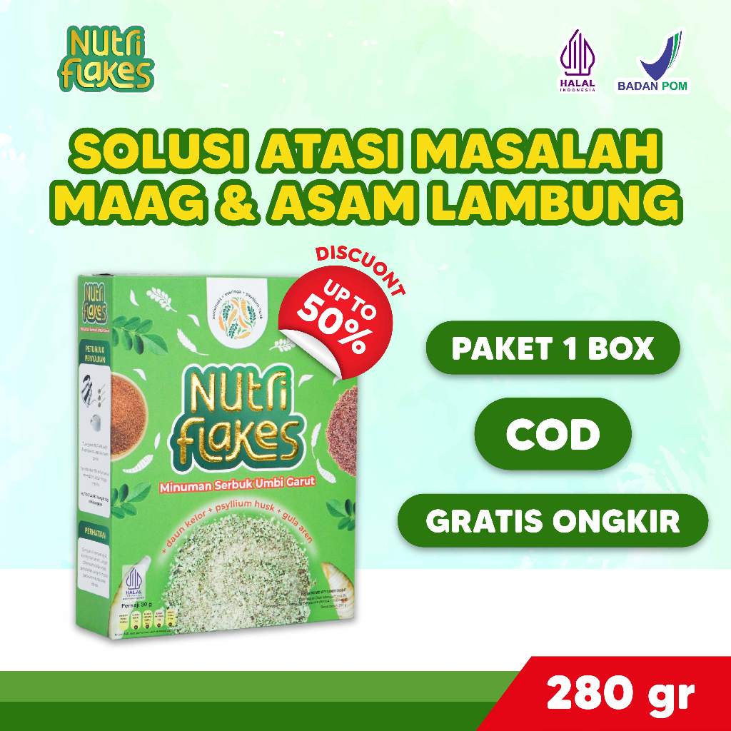 

Nutriflakes Original 1 Box Atasi Masalah Asam Lambung Maag Mag Diet