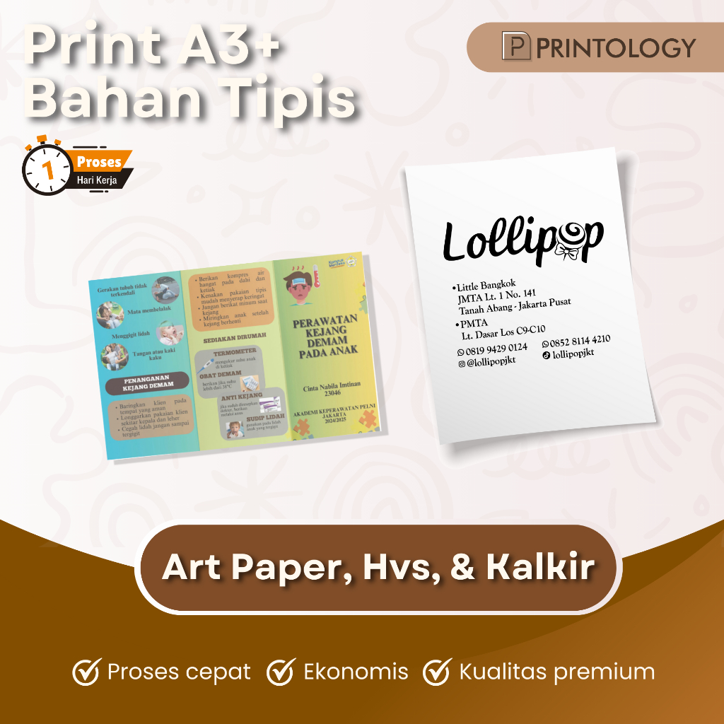 

Cetak A3+ Bahan Tipis (art paper, kalkir, hvs) Minimal Checkout Qty 3