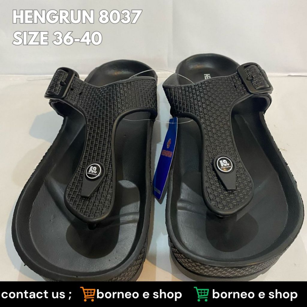 [BISA COD] sandal HENGRUN 8037 BH/ SANDAL HTAM POLOS | SANDAL WANITA UKURAN 36-40| SANDAL JALAN