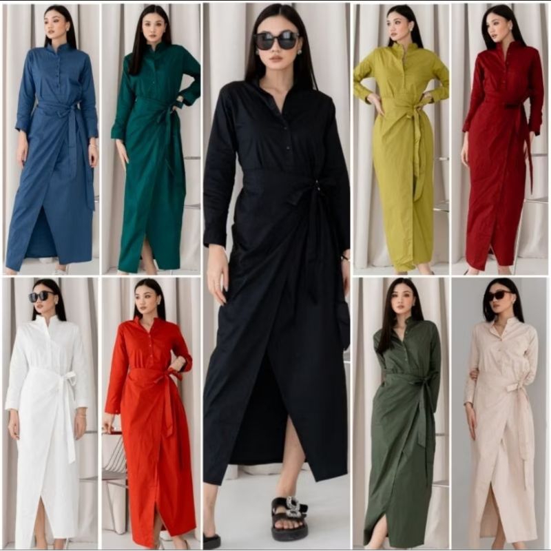 Woori Wrap Dress Katun Lilit Baju Muslim Lebaran Wanita