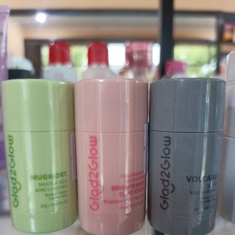 GLAD2GLOW CLAY STICK. GLAD2GLOW MUGWORT, GLAD2GLOW BRIGHTENING, GLAD2GLOW VOLCANO