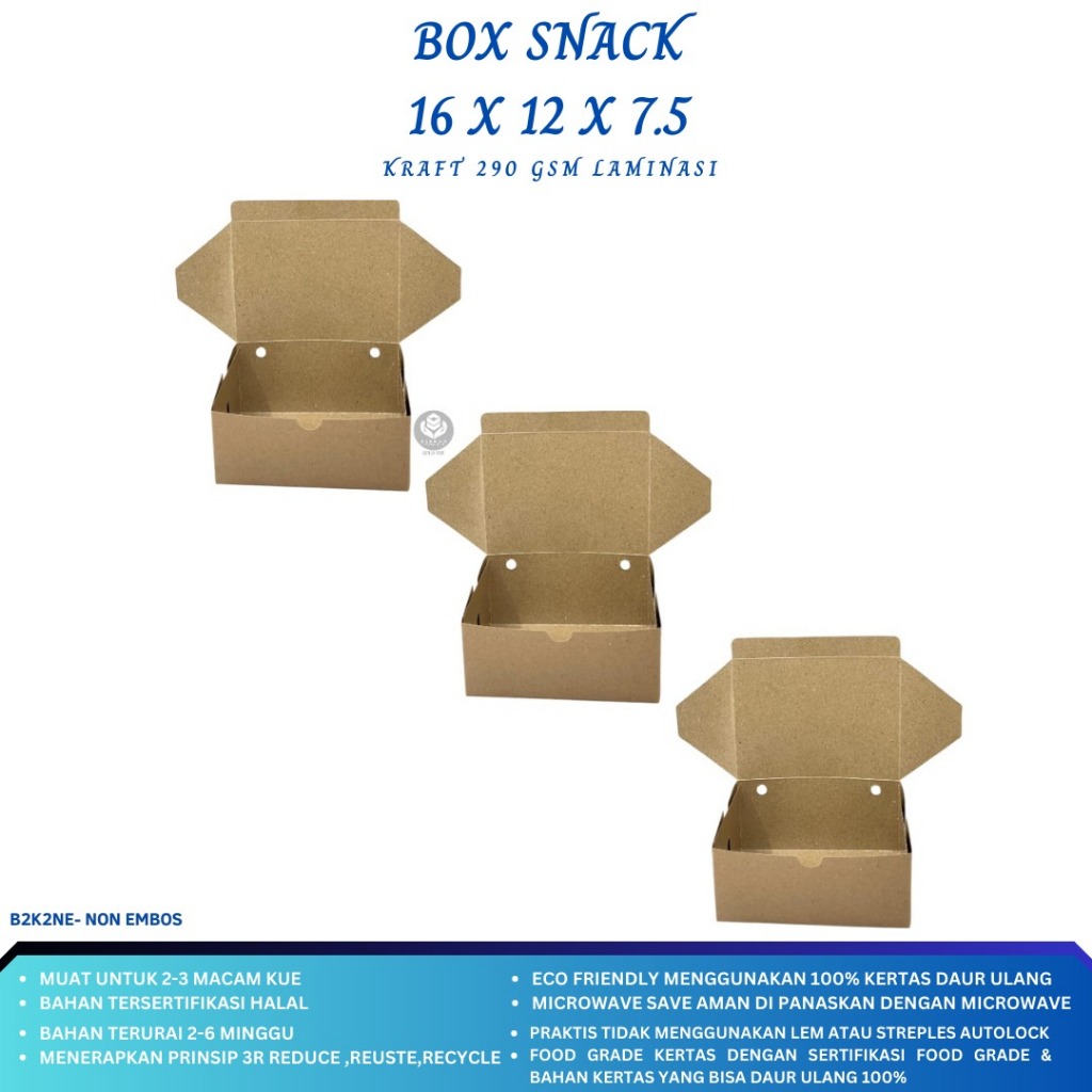 Dus Snack 12 x 16 Box Snack 12x16 Dus Kue 12x16 Laminasi 290 Gsm (B2K2NE)