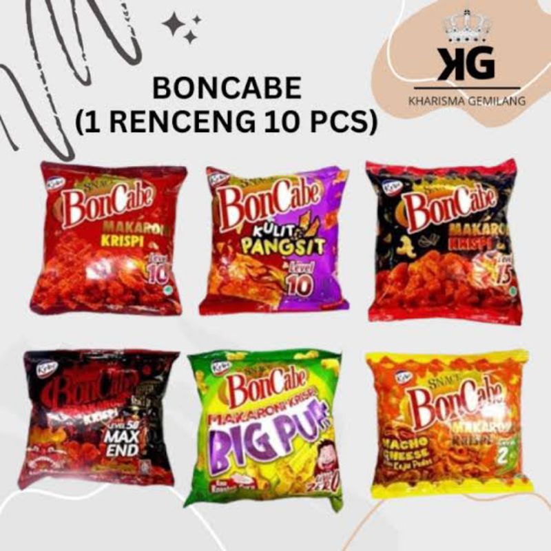 

SNACK MAKARONI BON CABE CRISPY SEMUA LEVEL 1 renceng isi 10