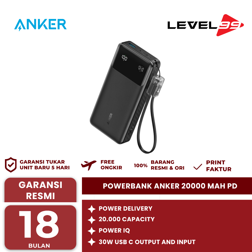 Powerbank Anker 20000 Mah Pd (30W) - A1384