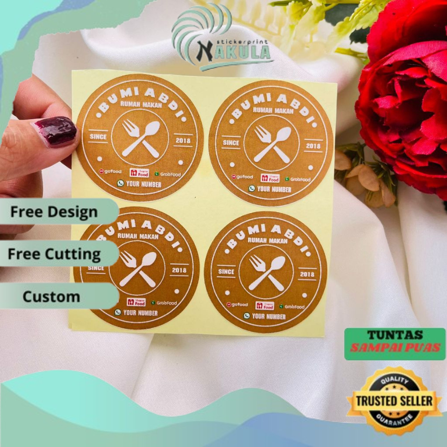 

Produk 5-8 Ready NKL Cetak Sticker Murah Label Ruman Makan Free Desain Warung Nasi Restoran Custom