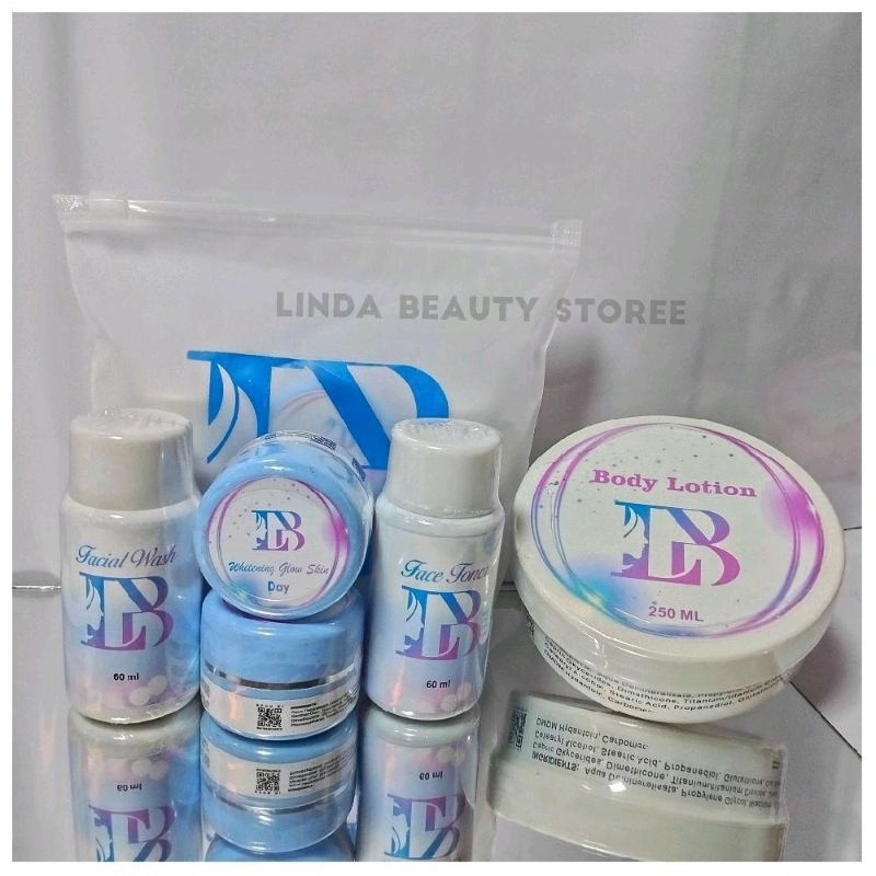 [LB] 1 paket WHITENING GLOW dan 1 pot BODY LOTION Linda beauty LB