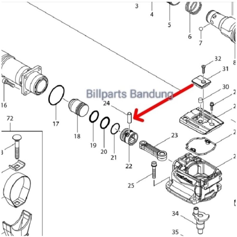 as pin piston MT860 jack hammer MT 860 maktec demolotion bobok beton